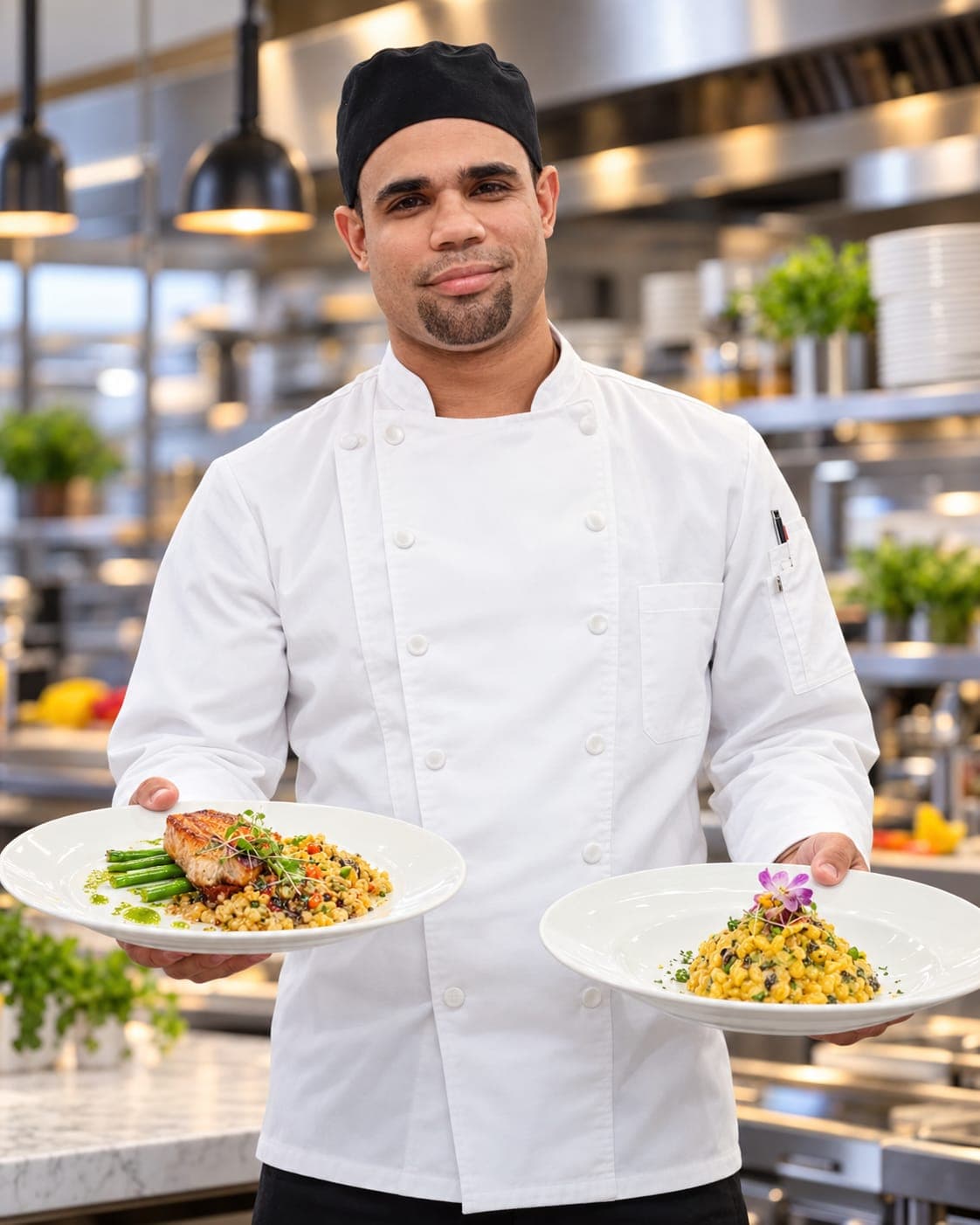 Chef fundador de Sabor a Gratitud en su cocina profesional